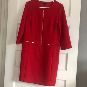 Ann Taylor Red with Gold Zipper Dress Size 6